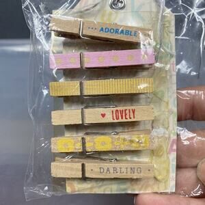 screen printed small wooden clothepins. set of 6. adorable, lovely, darling